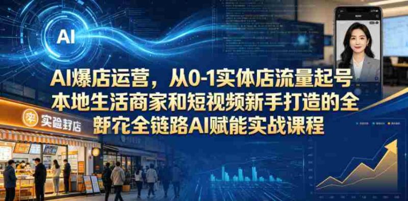 AI爆店运营，从0-1实体店流量起号，本地生活商家和短视频新手打造的全链路AI赋能实战课程-有道网创