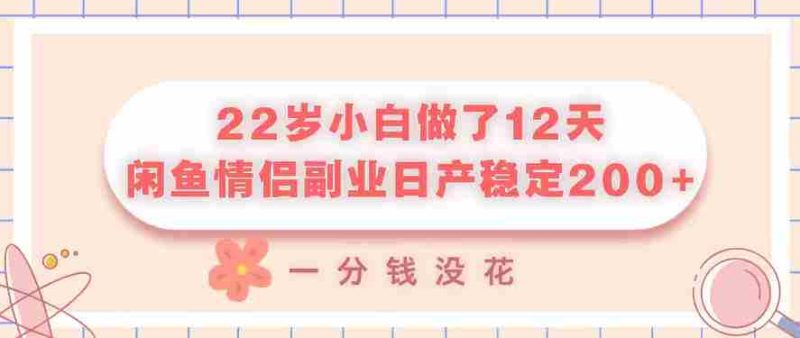 22岁小白做了12天,闲鱼情侣副业日产稳定2张+,一分钱没花-有道网创