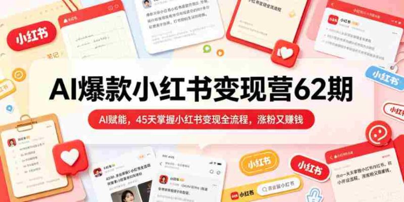 AI爆款小红书变现营62期2026年5月，AI赋能，45天掌握小红书变现全流程，涨粉又賺钱-有道网创