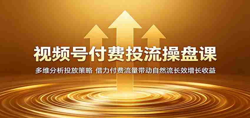 视频号付费投流操盘课：多维分析投放策略，借力付费流量带动自然流长效增长收益-有道网创
