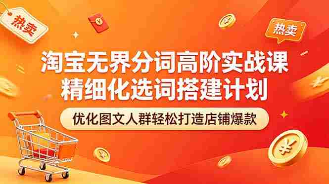 （18564期）淘宝无界分词高阶实战课 精细化选词搭建计划 优化图文人群轻松打造店铺爆款-有道网创