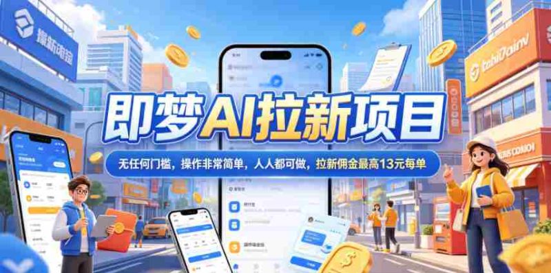 2026年即梦AI拉新项目最新玩法,无任何门槛,操作非常简单,人人都可做,拉新佣金最高13元每单-有道网创