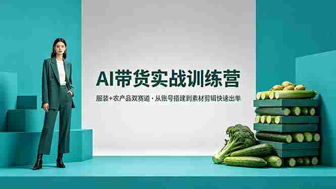 （18355期）AI带货实战训练营，服装+农产品双赛道，从账号搭建到素材剪辑快速出单-有道网创