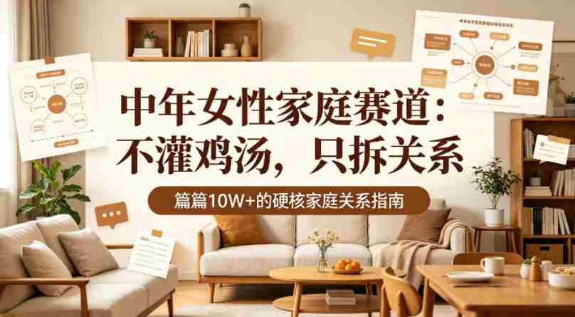 公众号流量主【中年女性家庭赛道】，不讲鸡汤、只拆家庭关系，篇篇10w+-有道网创