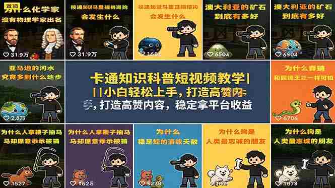 （18636期）卡通知识科普短视频教学｜小白轻松上手，打造高赞内容，稳定拿平台收益-有道网创