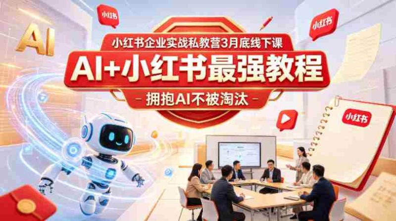 小红书企业实战私教营3月底线下课,AI+小红书最强教程,拥抱AI不被淘汰-有道网创