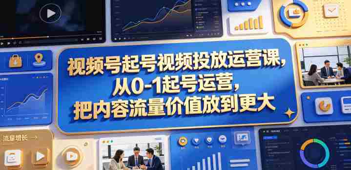 视频号起号视频投放运营课,从0-1起号运营,把内容流量价值放到更大-有道网创