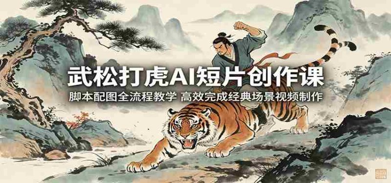 武松打虎AI短片创作课:脚本配图全流程教学,高效完成经典场景视频制作-有道网创