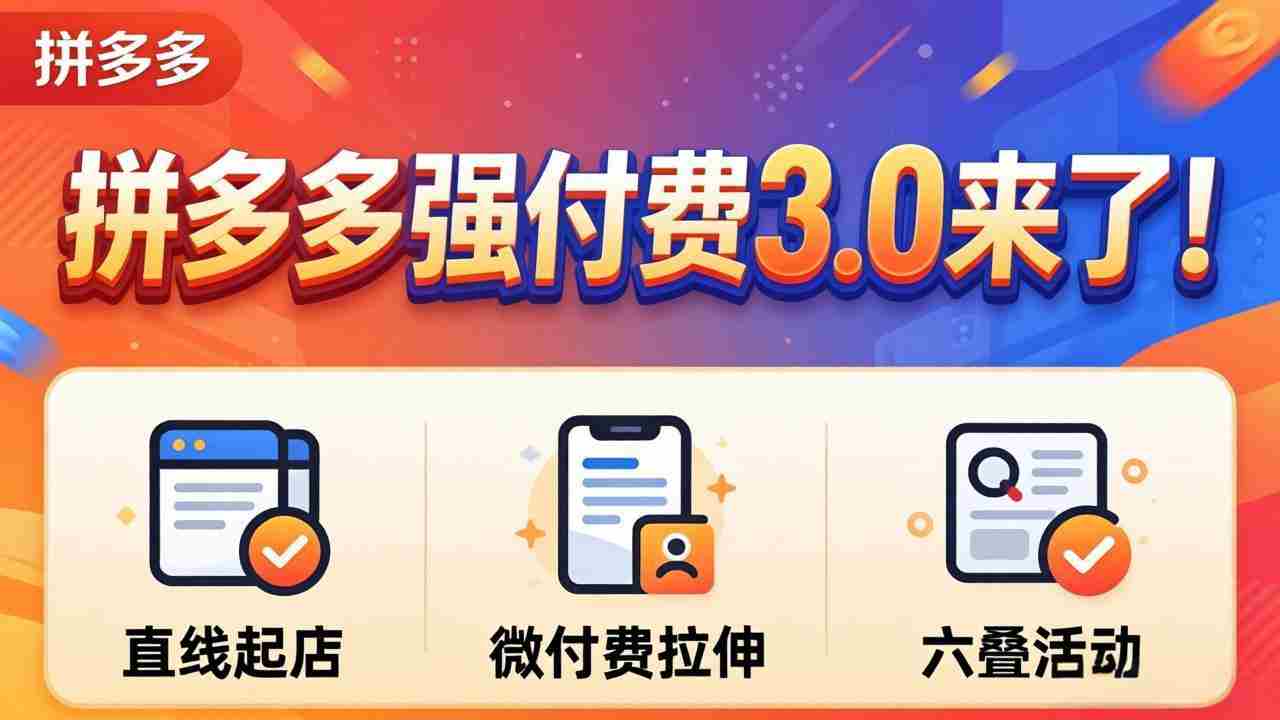 （18284期）拼多多强付费3.0来了（更新4月）直线起店+微付费拉伸+六叠活动，稳定起店破解流量瓶颈-有道网创