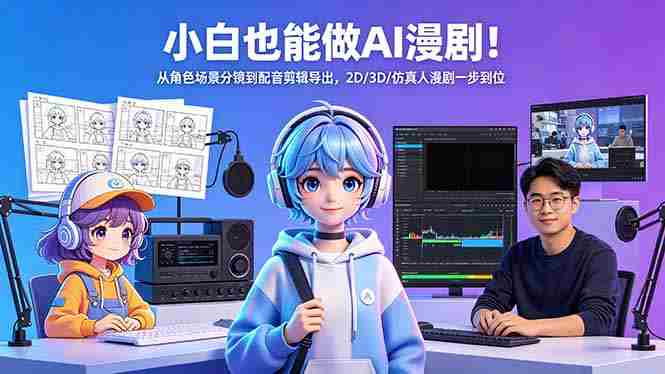 (18343期)小白也能做AI漫剧!从角色场景分镜到配音剪辑导出,2D/3D/仿真人漫剧一步到位-有道网创