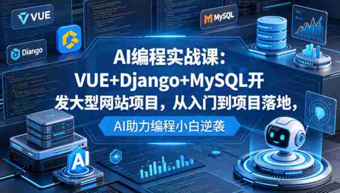 AI编程实战课:VUE+Django+MySQL开发大型网站项目,从入门到项目落地,AI助力编程小白逆袭-有道网创