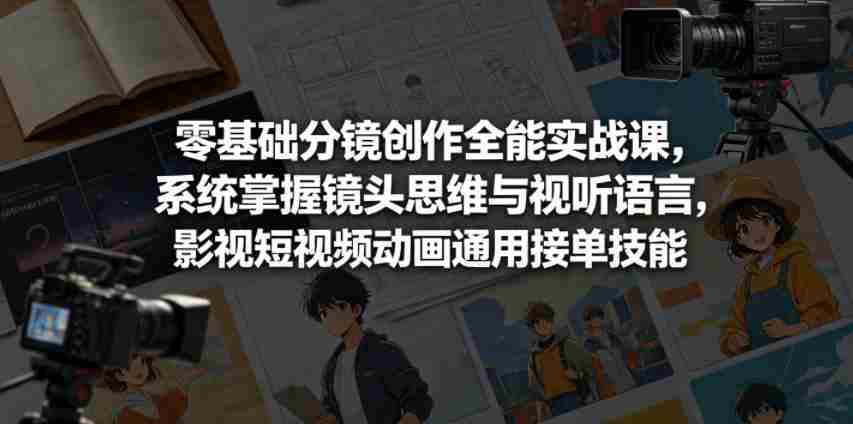 零基础分镜创作全能实战课，系统掌握镜头思维与视听语言，影视短视频动画通用接单技能-有道网创