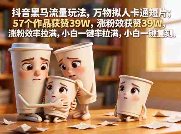 抖音黑马流量玩法，万物拟人卡通短片，57个作品获赞39W，涨粉效率拉满，小白一键复刻，保姆级拆解-有道网创