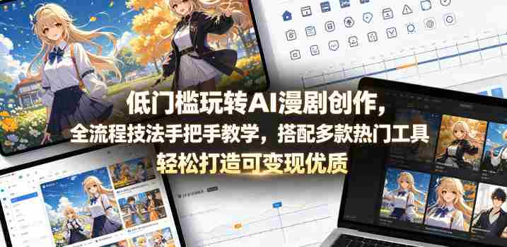 低门槛玩转AI漫剧创作,全流程技法手把手教学,搭配多款热门工具,轻松打造可变现优质作品-有道网创