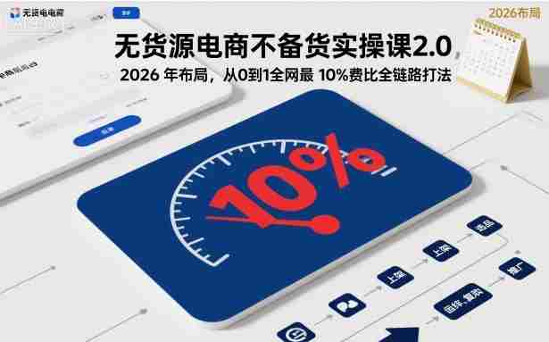 无货源电商不备货实操课2.0，2026年布局，从0到1全网最低10%费比全链路打法【更新26年5月】-有道网创