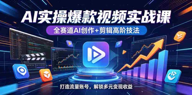AI实操爆款视频实战课，全赛道AI创作+剪辑高阶技法，打造流量账号，解锁多元变现收益-有道网创