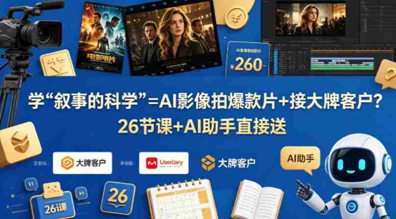 学《叙事的科学》=AI影像拍爆款片+接大牌客户?26节课+AI助手直接送【原创双语字幕】-有道网创