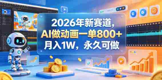 2026年新赛道，AI做动画一单800+，月入1W，永久可做-有道网创