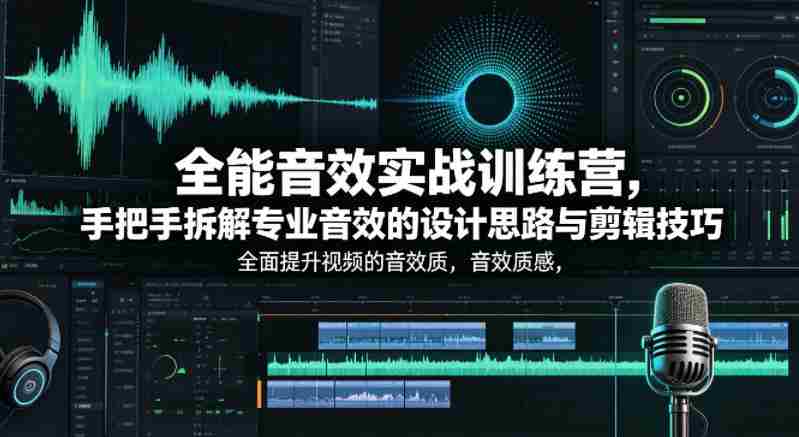 全能音效实战训练营，手把手拆解专业音效的设计思路与剪辑技巧，全面提升视频的音效质感-有道网创
