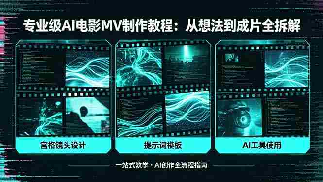 （18295期）专业级AI电影MV制作教程，从想法到成片全拆解，宫格镜头+提示词模板+AI工具一站式教学-有道网创