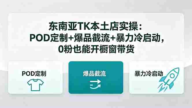 (18488期)东南亚TK本土店实操-5月更新:POD定制+爆品截流+暴力冷启动,0粉也能开橱窗带货-有道网创