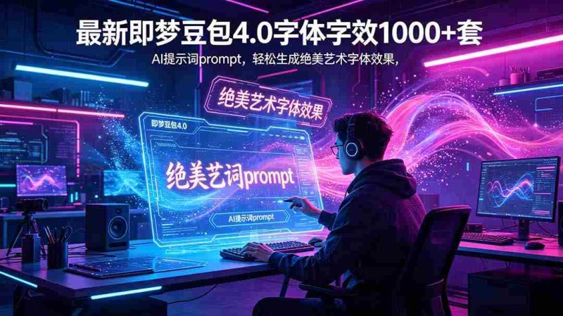 (18650期)最新即梦豆包4.0字体字效1000+套,AI提示词prompt,轻松生成绝美艺术字体效果-有道网创