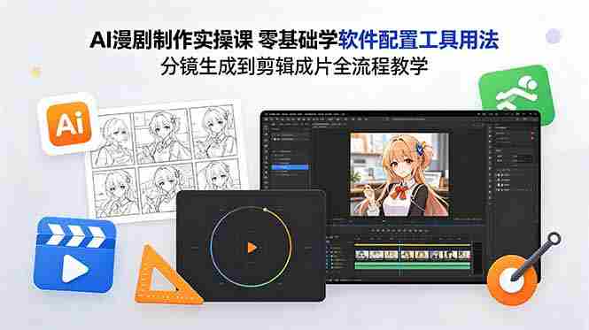 (18605期)AI漫剧制作实操课 零基础学软件配置工具用法 分镜生成到剪辑成片全流程教学-有道网创