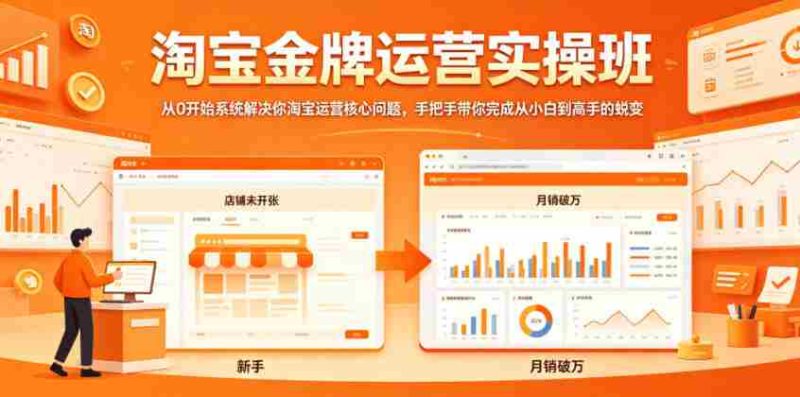 淘宝金牌运营实操班,从0开始系统解决你淘宝运营核心问题,手把手带你完成从小白到高手的蜕变-有道网创