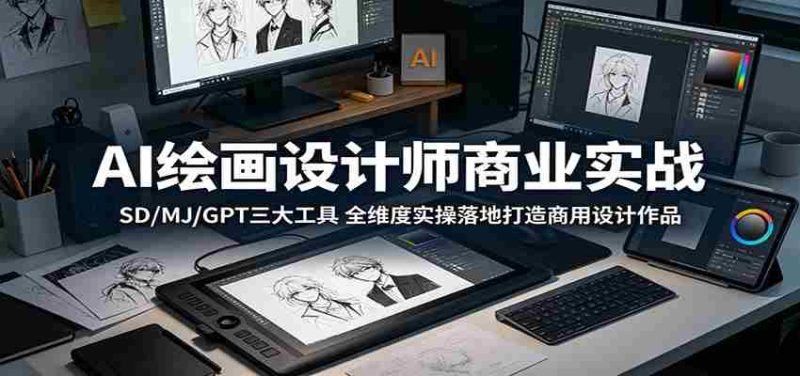 AI绘画设计师商业实战:SD/MJ/GPT三大工具,全维度实操落地打造商用设计作品-有道网创