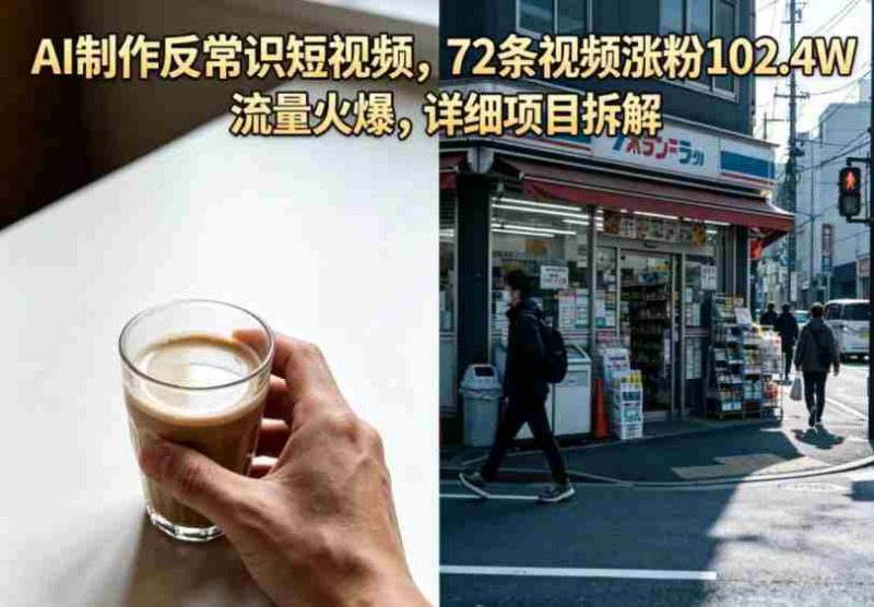 AI制作反常识短视频，72条视频涨粉102.4W，流量火爆，详细项目拆解-有道网创