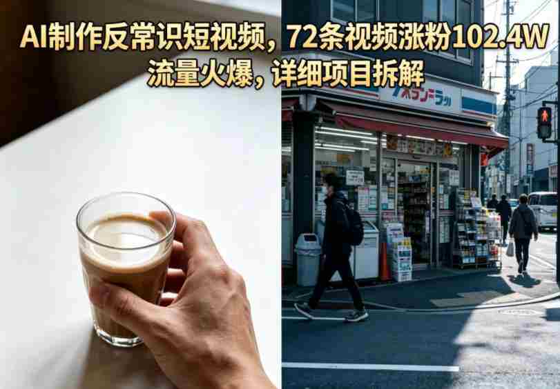 AI制作反常识短视频，72条视频涨粉102.4W，流量火爆，详细项目拆解-有道网创