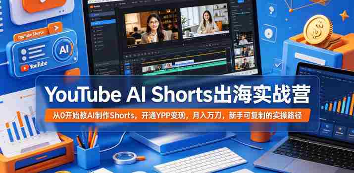 YouTube AI Shorts出海实战营，从0开始教AI制作Shorts，开通YPP变现，月入万刀，新手可复制的实操路径-有道网创