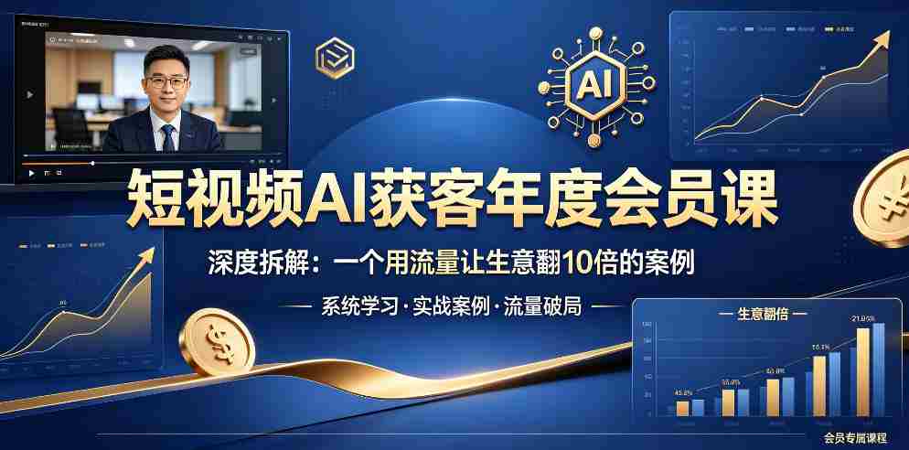 短视频AI获客年度会员课，深度拆解，一个用流量让生意翻10倍的案例-有道网创