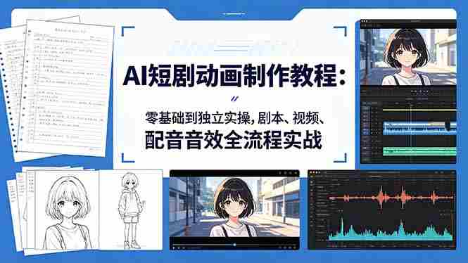 （18351期）AI短剧动画制作教程：零基础到独立实操，剧本、视频、配音音效全流程实战-有道网创