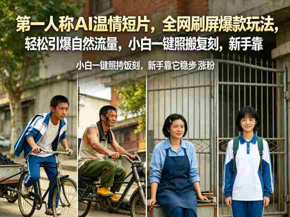 第一人称AI温情短片,全网刷屏爆款玩法,轻松引爆自然流量,小白一键照搬复刻,新手靠它稳步涨粉-有道网创