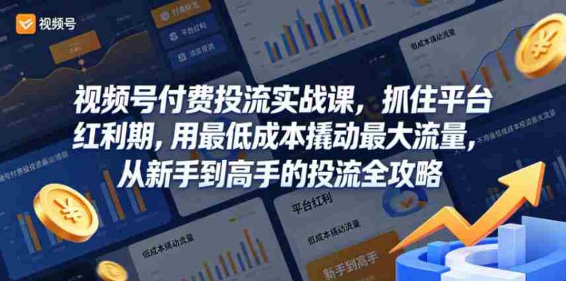 视频号付费投流实战课，抓住平台红利期，用最低成本撬动最大流量，从新手到高手的投流全攻略-有道网创