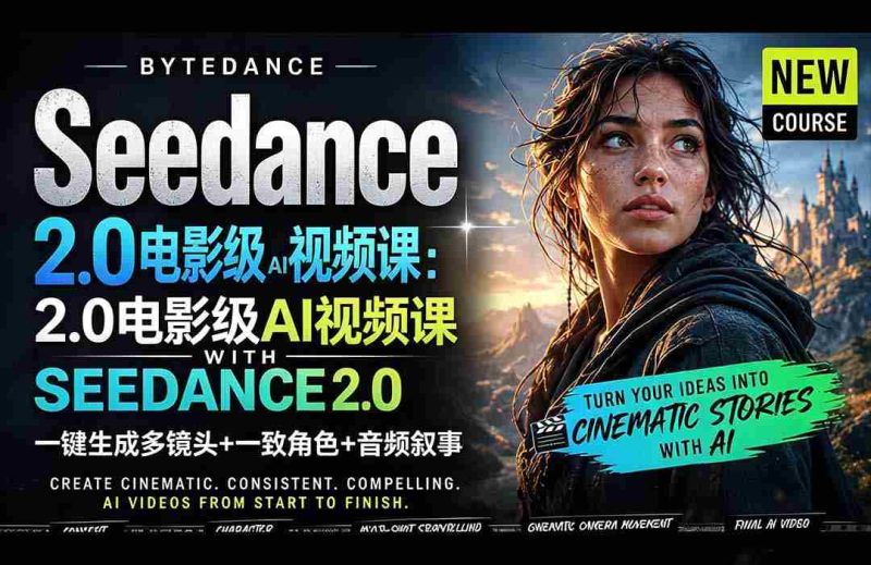 (18415期)Seedance 2.0电影级AI视频课:一键生成多镜头+一致角色+音频叙事-有道网创