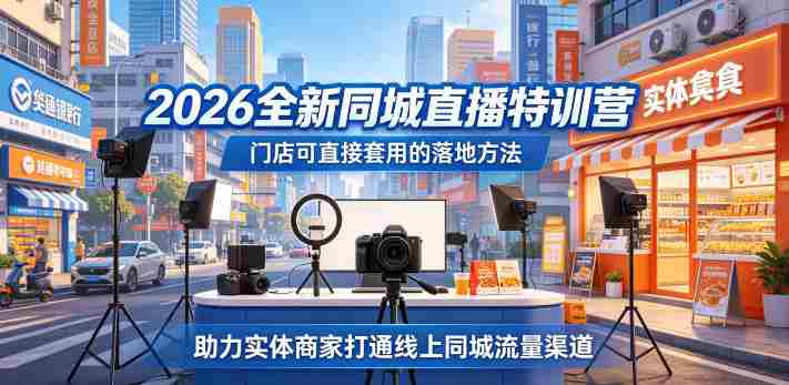 2026全新同城直播特训营，门店可直接套用的落地方法，助力实体商家打通线上同城流量渠道-有道网创