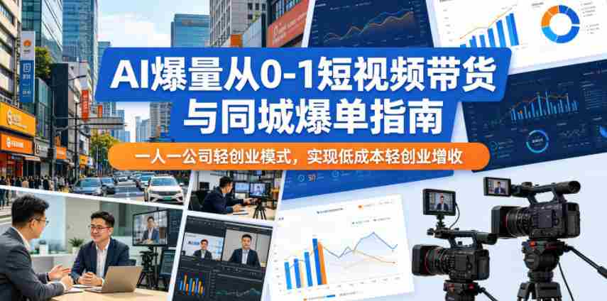 AI爆量从0-1短视频带货与同城爆单指南，一人一公司轻创业模式，实现低成本轻创业增收-有道网创