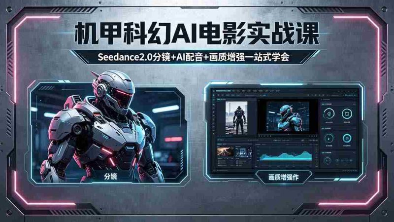 (18303期)机甲科幻 AI 电影实战课,Seedance2.0 分镜 + AI 配音 + 画质增强一站式学会-有道网创
