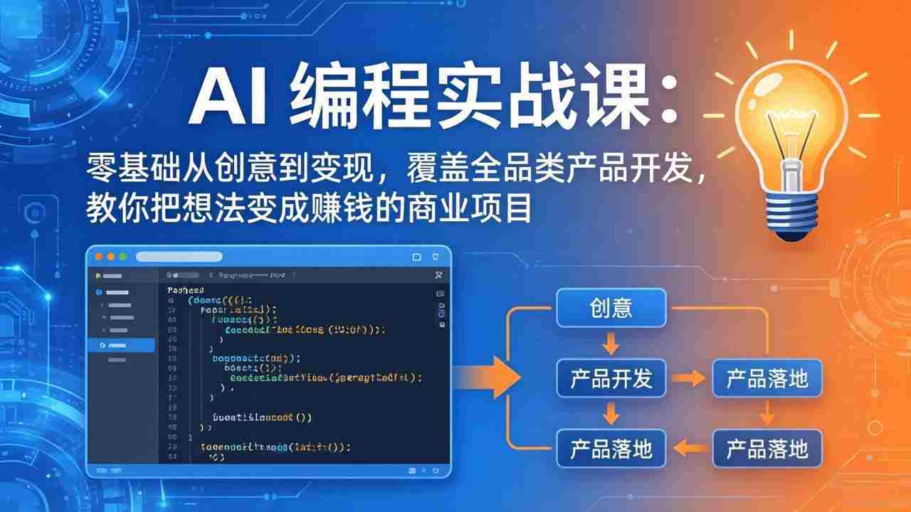 （18307期）AI编程实战课-第三期-5月3更新：零基础从创意到变现，覆盖全品类产品开发，把想法变成赚钱项目-有道网创
