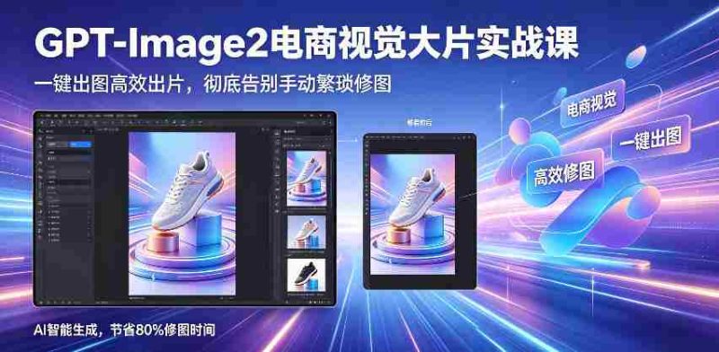 GPT-Image2电商视觉大片实战课，一键出图高效出片，彻底告别手动繁琐修图-有道网创