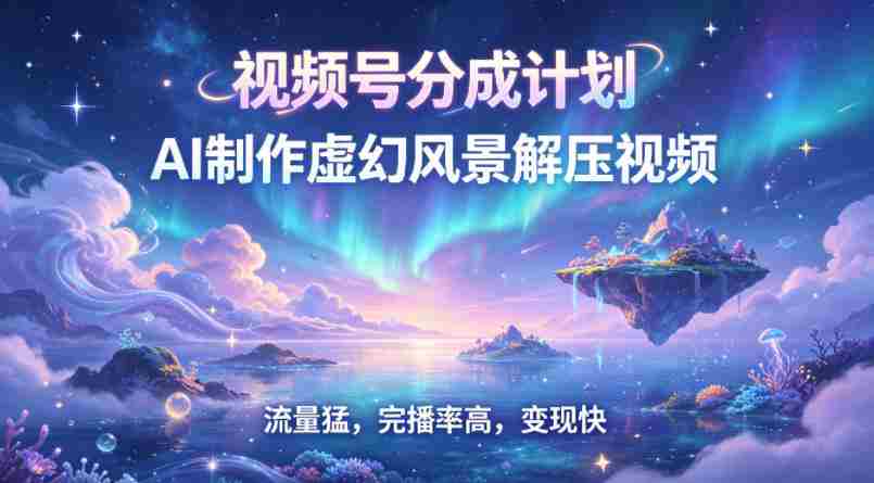 视频号分成计划【AI制作虚幻风景解压视频】流量猛，完播率高，变现快-有道网创