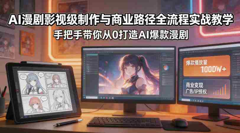 AI漫剧影视级制作与商业路径全流程实战教学，手带你从0打造AI爆款漫剧-有道网创