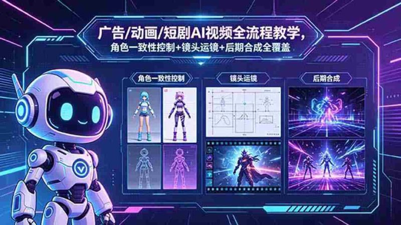 (18455期)广告/动画/短剧AI视频全流程教学,角色一致性控制+镜头运镜+后期合成全覆盖-有道网创
