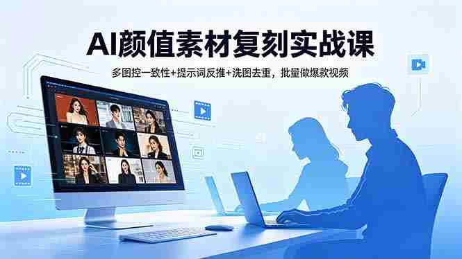(18450期)AI颜值素材复刻实战课,多图控一致性+提示词反推+洗图去重,批量做爆款视频-有道网创