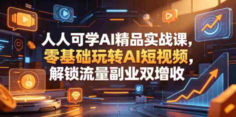 人人可学AI精品实战课,零基础玩转AI短视频,解锁流量副业双增收-有道网创