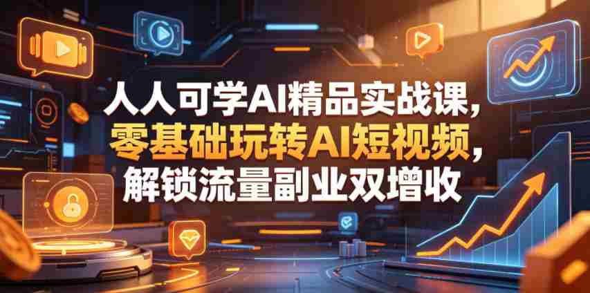 人人可学AI精品实战课，零基础玩转AI短视频，解锁流量副业双增收-有道网创