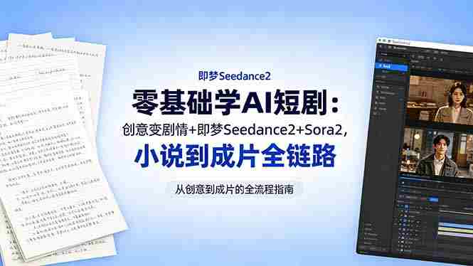 （18537期）零基础学AI短剧：创意变剧情+即梦Seedance2+Sora2，小说到成片全链路-有道网创