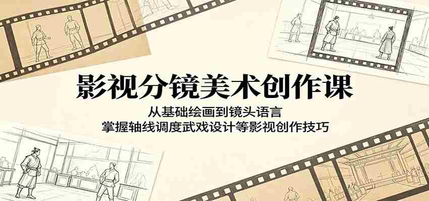 影视分镜美术创作课：从基础绘画到镜头语言，掌握轴线调度武戏设计等影视创作技巧-有道网创